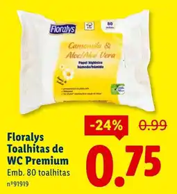 Lidl Floralys Toalhitas de WC Premium promoção