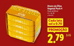Lidl Atum em Óleo Vegetal Pack 4 promoção