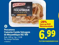 Lidl Pescanova Camarão Cozido Selvagem de Moçambique 80/100 promoção