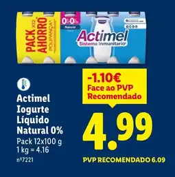 Lidl Actimel Iogurte Líquido Natural 0% promoção