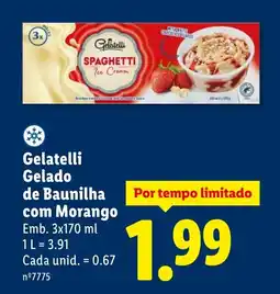 Lidl Gelatelli Gelado de Baunilha com Morango promoção