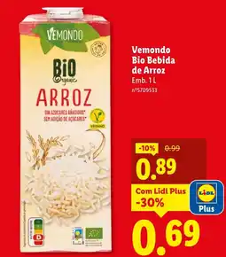 Lidl Vemondo Bio Bebida de Arroz promoção