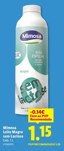 Lidl Mimosa Leite Magro sem Lactose promoção