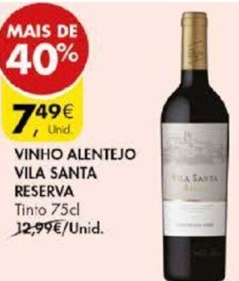 Pingo Doce Vinho Alentejo Vila Santa Reserva 75cl promoção