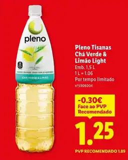 Lidl Pleno Tisanas Chá Verde & Limão Light promoção