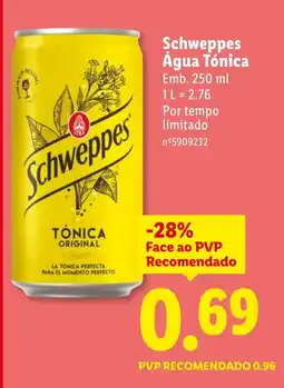 Lidl Schweppes Água Tónica promoção