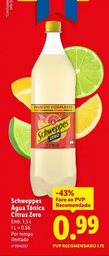 Lidl Schweppes Água Tónica Citrus Zero promoção