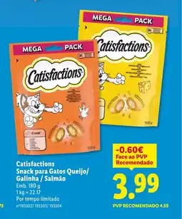 Lidl Catisfactions Snack para Gatos Queijo/ Galinha/Salmão promoção