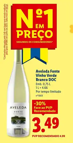 Lidl Aveleda Fonte Vinho Verde Branco DOC promoção