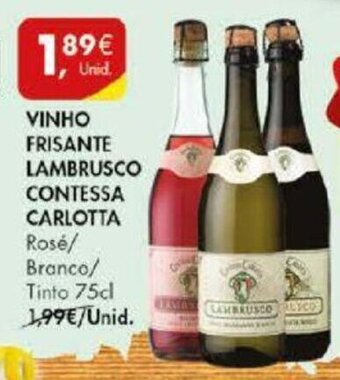 Pingo Doce Vinho Frisante Lambrusco Contessa Carlotta 75cl promoção