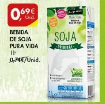 Pingo Doce Bebida de Soja Pura Vida 1lt promoção