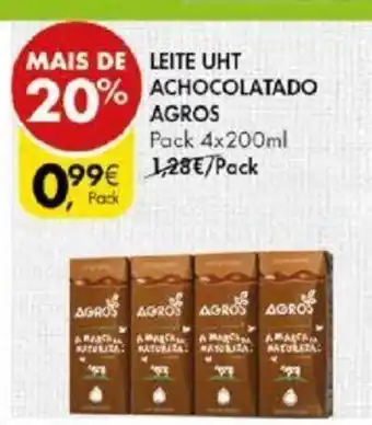 Pingo Doce Liete UHT Achocolatado Agros Pack 4x200ml promoção