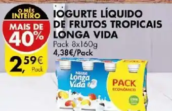 Pingo Doce Iogurte Líquido de Frutos Tropacais Longa Vida Pack 8x160g promoção