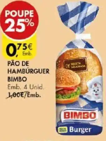 Pingo Doce Pão de Hambúrguer Bimbo 4 Unid promoção