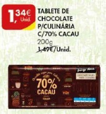 Pingo Doce Tablete de Chocolate P/Culinária C/70% Cacau 200g promoção