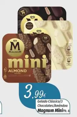 Miranda Supermercados Gelado Clássico/3 Chocolates/Amêndoa Magnum Mini promoção