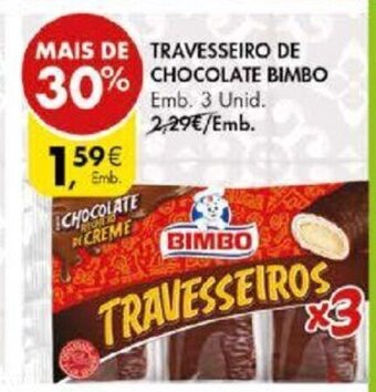 Pingo Doce Travesseiro de Chocolate Bimbo 3 Unid promoção