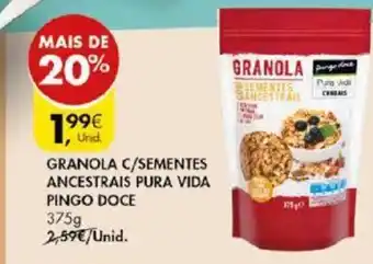 Pingo Doce Granola C/ Sementes Ancestrais Rupa Vida Pingo Doce 375g promoção