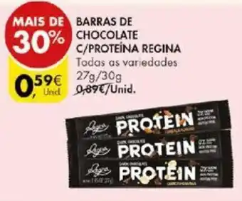 Pingo Doce Barras de Chocolate C/Proteína Regina 27g/30g promoção