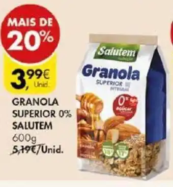 Pingo Doce Granola Superior 0% Salutem 600g promoção