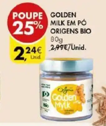 Pingo Doce Golden Milk em Pó Origens Bio 80g promoção