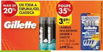 Pingo Doce Láminas Descartáveis Sensor 3 Gillette promoção