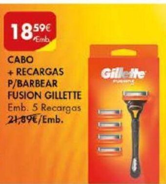 Cabo + Recargas P/Barbear Fusion Gillette