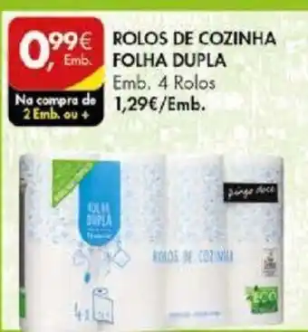Pingo Doce Rolos de Cozinha Folha Dupla 4 Rolos promoção