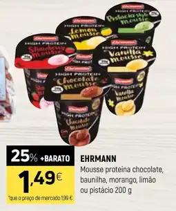 Coviran EHRMANN Mousse proteina chocolate, baunilha, morango, limão ou pistácio promoção