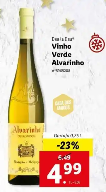 Lidl Deu la Deu Vinho Verde Alvarinho 0,75L promoção