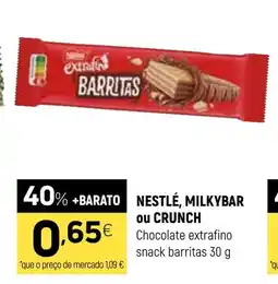 Coviran Nestlé, milkybar ou crunch Chocolate extrafino snack barritas promoção