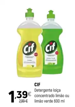 Coviran CIF Detergente loiça concentrado limão ou limão verde promoção