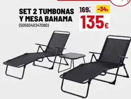 Brico Depôt Set 2 tumbonas y mesa bahama promoção