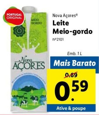 Lidl Nova Açores Leite Meio-gordo 1L promoção