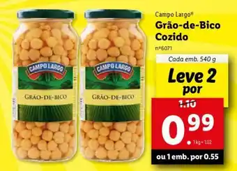 Lidl Campo Largo Grão-de-Bico Cozido 540g promoção