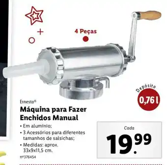 Lidl Ernesto Máquina para Fazer Enchidos Manual promoção