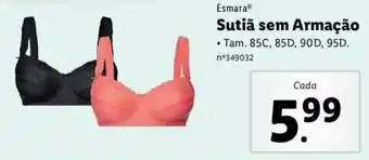 Lidl Esmara Sutiã sem Armação 85C, 85D, 90D, 95D promoção