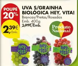 Pingo Doce Uva s/grainha biologica hey, vita! promoção