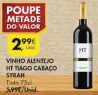 Pingo Doce Vinho Alentejo HT Tiago Cabaço Syrah 75cl promoção