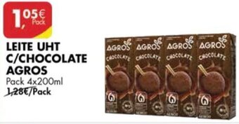 Pingo Doce Leite UHT C/Chocolate Agros 4x200ml promoção