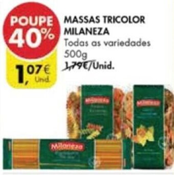 Pingo Doce Massas Tricolor Milaneza 500g promoção