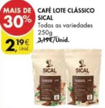 Pingo Doce Café Lote Clássico Sical 250g promoção