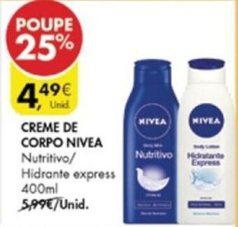 Pingo Doce Creme de Corpo Nivea 400ml promoção