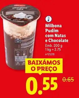 Lidl Milbona Pudim com Natas e Chocolate promoção