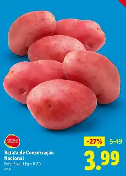 Lidl Batata de Conservação Nacional promoção