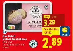 Lidl Bon Gelati Gelado Três Sabores promoção