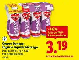 Lidl Corpos Danone Iogurte Líquido Morango promoção