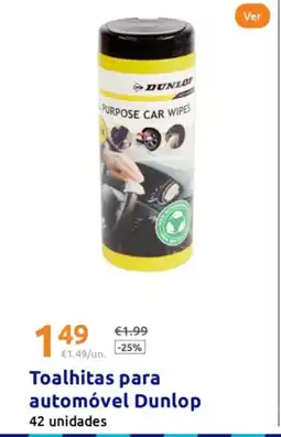 Action Toalhitas para automóvel Dunlop promoção