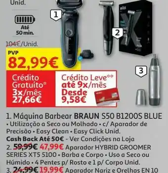 Auchan Maquina barbear braun s50 b1200s blue promoção