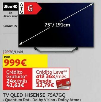Auchan Tv qled hisense 75a7gq promoção